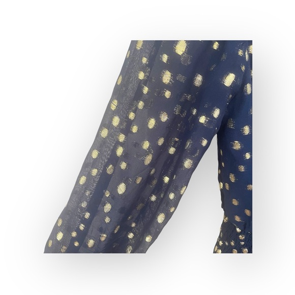 new Lilly Pulitzer 𖦹 Cristiana Chiffon Midi Dress 𖦹 Navy Viscose Metallic 𖦹 4 - Picture 10 of 17